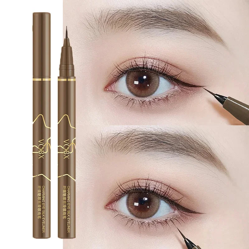 Eyeliner Liquide Brun — Résistant à l’eau et à la transpiration, tenue longue durée. Pointe fine pour un tracé précis et naturel, idéal pour accentuer les yeux.
