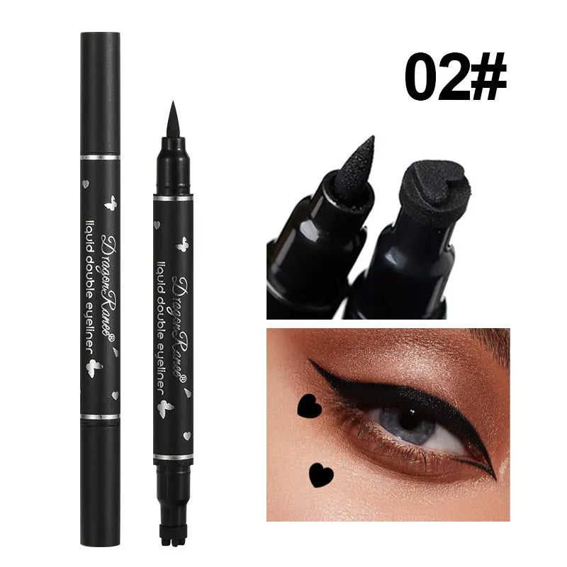 Eyeliner Double Embout avec Tampon – Liquide, Waterproof, Anti-Bavure, Séchage Rapide, Résistant à la Sueur