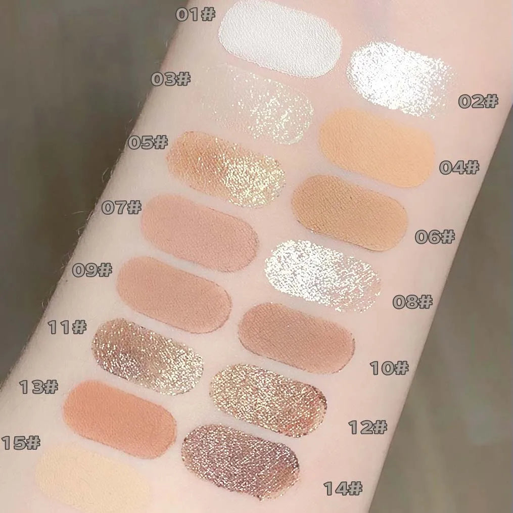 Crayon Eyeliner Blanc Pailleté – 15 Couleurs, Mat Marron, Rose, Effet Perlé, Maquillage des Yeux, Stylo Silkworm, Illumine le Regard