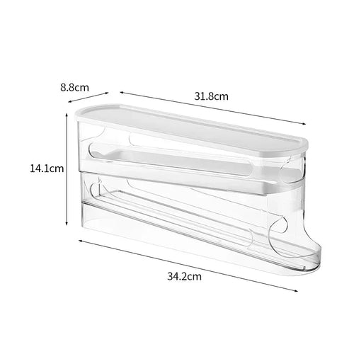 2-Layer Rolling Egg Storage Box – Automatic Refrigerator Egg Organizer