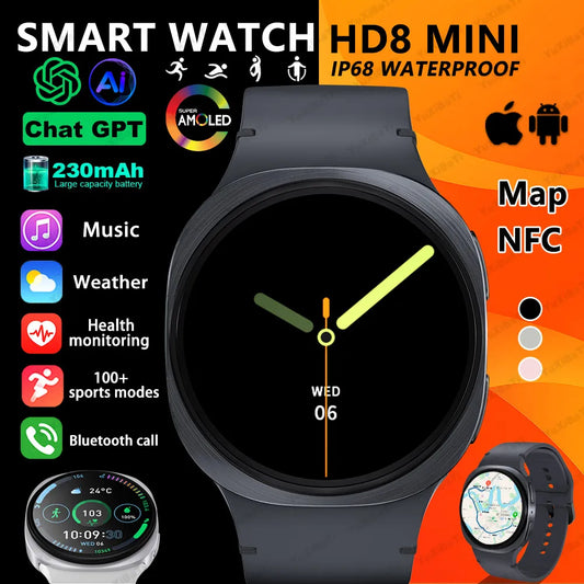 2025 nouvelles montres 8 Mini GPS piste montre intelligente pour hommes femmes santé Sport AMOLED fréquence cardiaque Bluetooth appel étanche Smartwatch