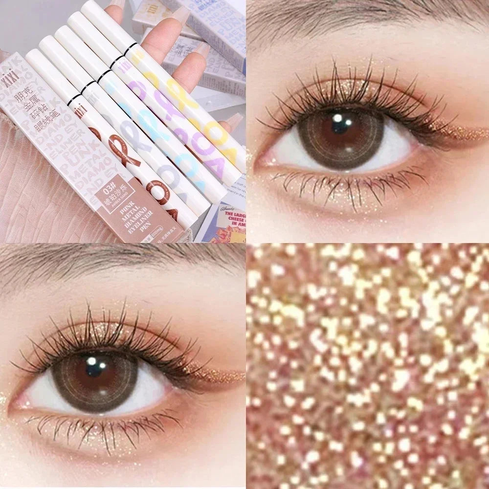 Eyeliner liquide violet nacré – paillettes diamant, waterproof, longue tenue, séchage rapide, effet brillant, fard à paupières soyeux