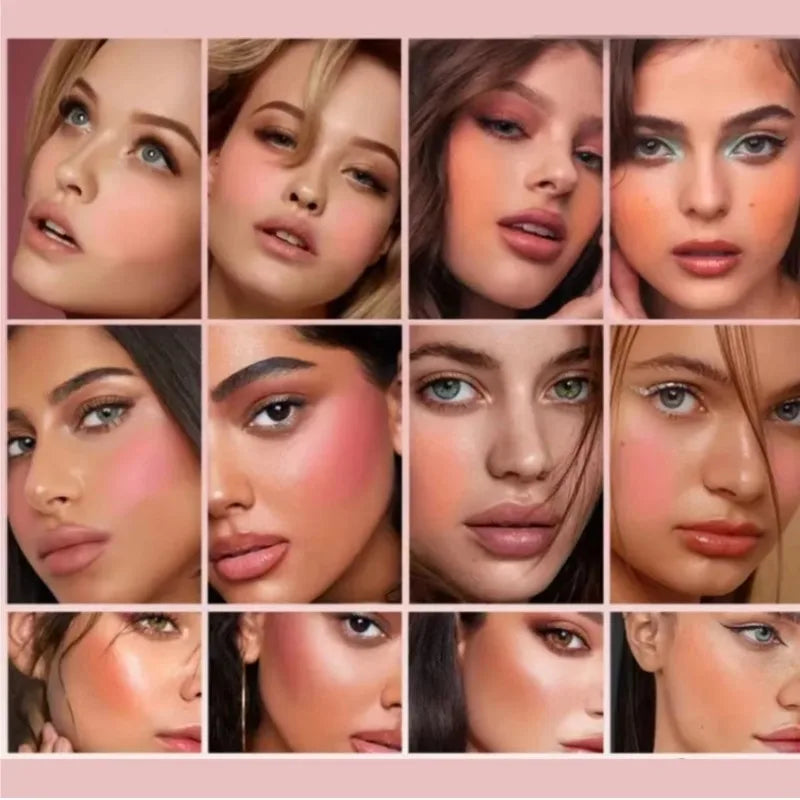 Palette de Blush Monochrome Rose-Orange — Teinte Naturelle pour Joues, Illumine le Visage, Contouring, Poudre Blush pour Maquillage