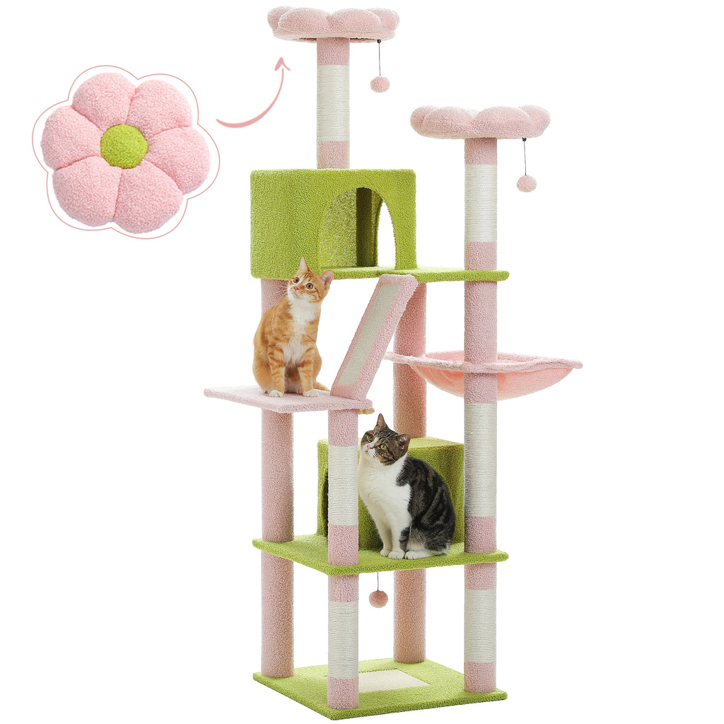 Multi-Level Cat Tree Tower – Cat Condo, Hammock & Scratching Activity Center