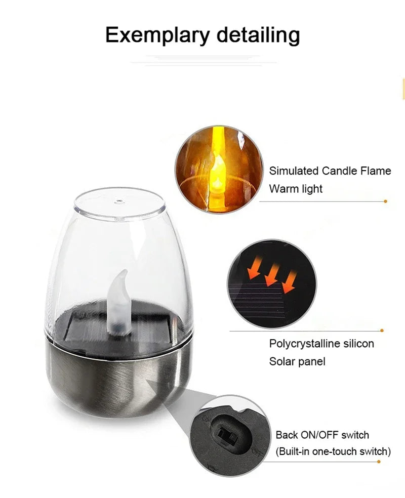Solar LED Flameless Candles – Waterproof Outdoor Candle Lights for Garden & Wedding Decor