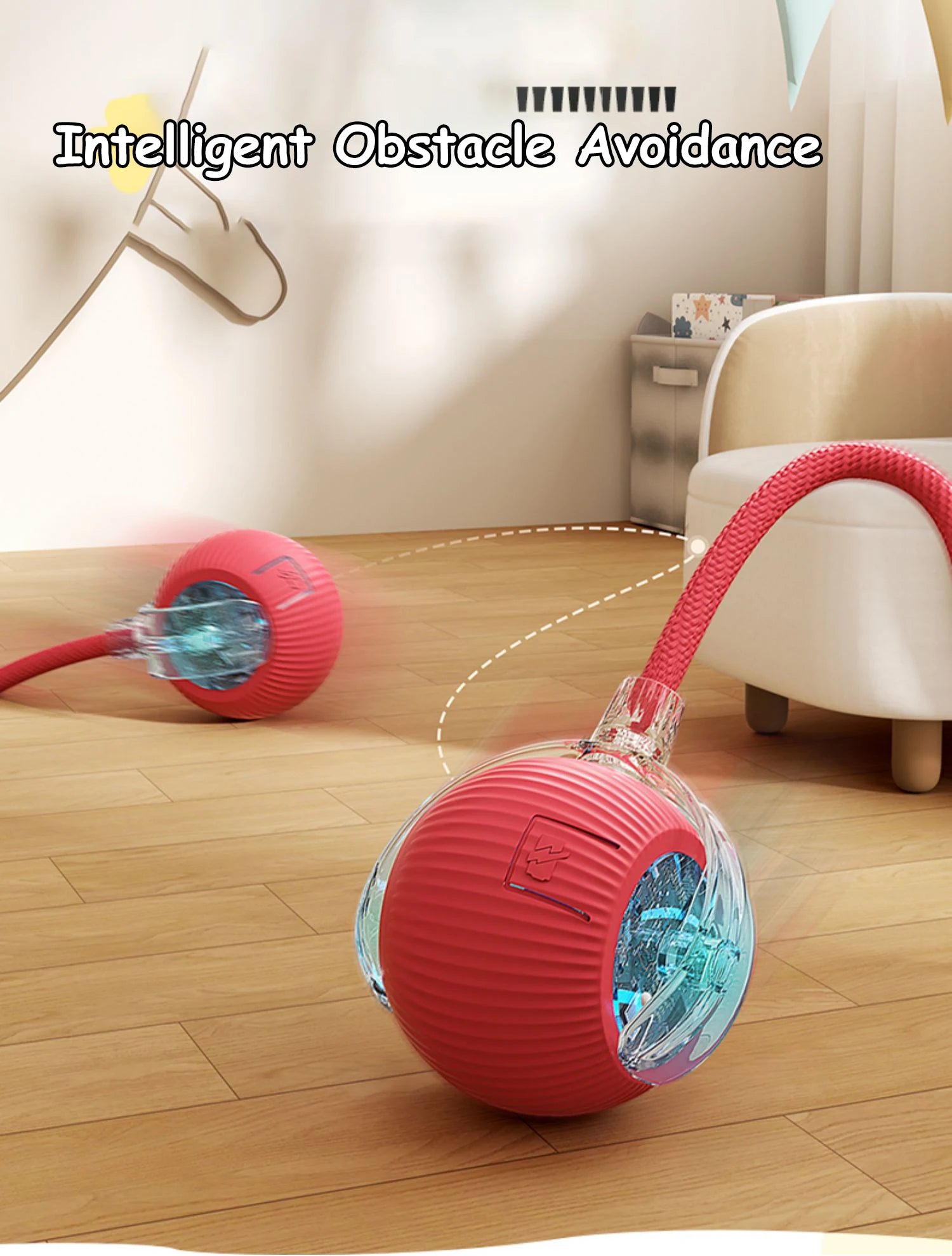 Automatic Interactive Rolling Ball with Faux Tail – Rechargeable Smart Cat & Dog Toy