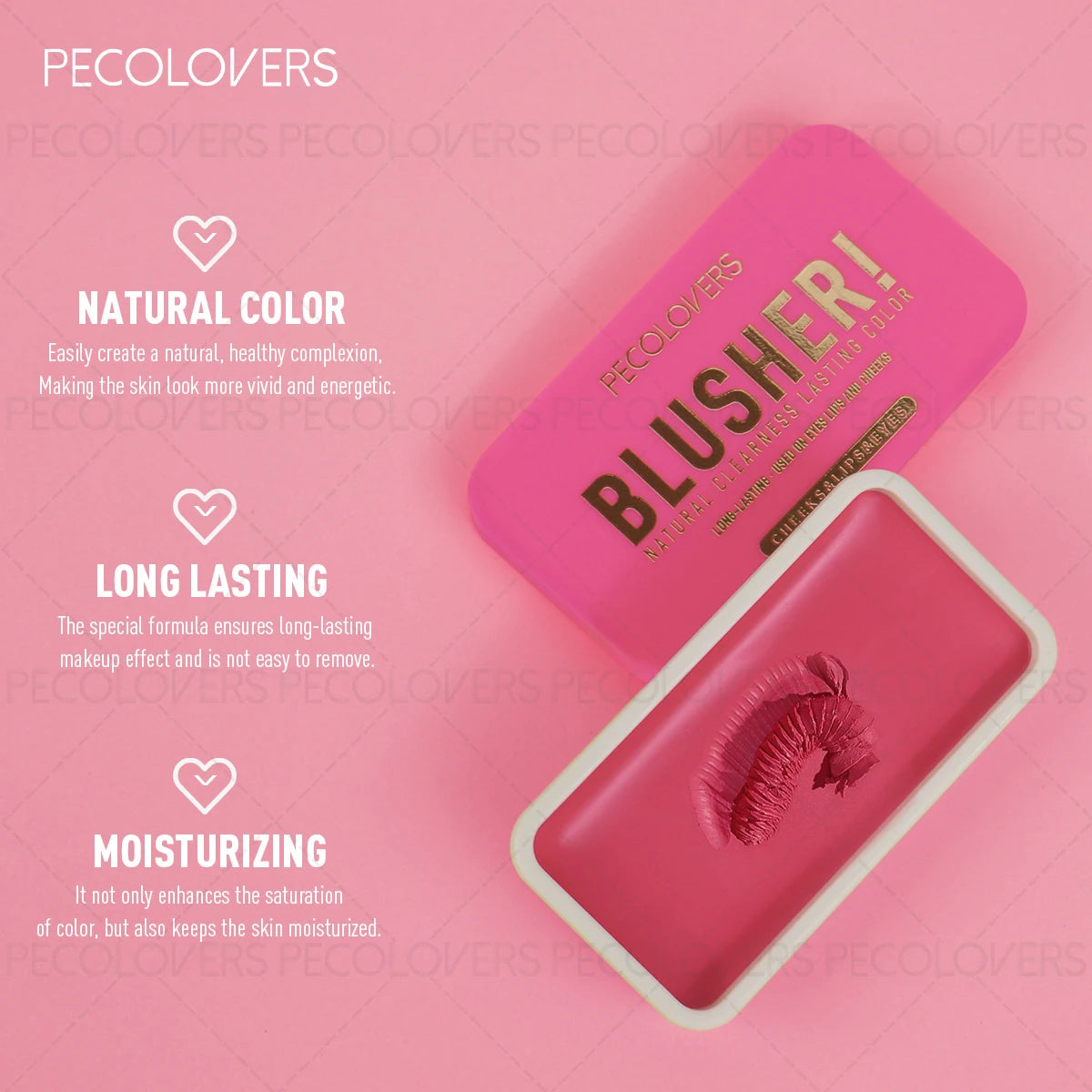 1 pcs Blush waterproof mat – Fini naturel, pour yeux, joues et lèvres – Contouring et highlight, maquillage polyvalent