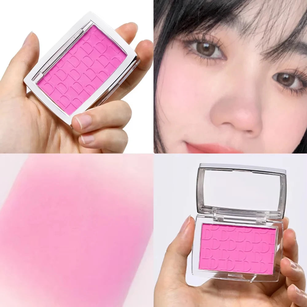 Palette de Blush Mat Embossé — Teinte Rosée, Poudre Blush Visage, Haute Pigmentation, Rose Corail pour Joues, Texture Lisse, Cosmétiques