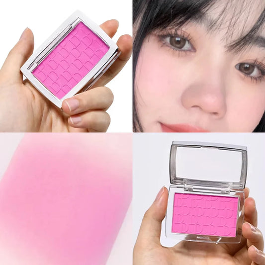 Palette de Blush Mat Embossé — Teinte Rosée, Poudre Blush Visage, Haute Pigmentation, Rose Corail pour Joues, Texture Lisse, Cosmétiques