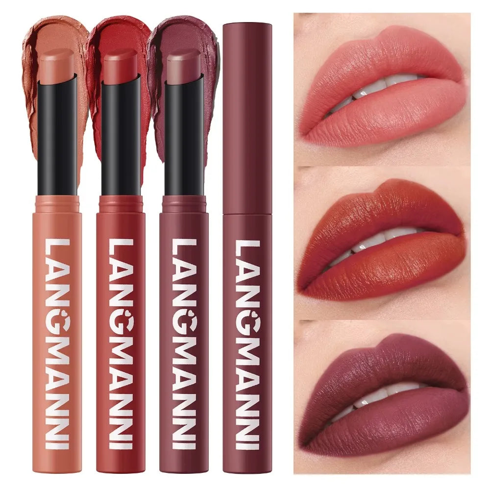 Crayons rouges à lèvres 12 couleurs – Finition mate et waterproof | Tenue longue durée, non collant | Teintes nude | Maquillage des lèvres précis et durable