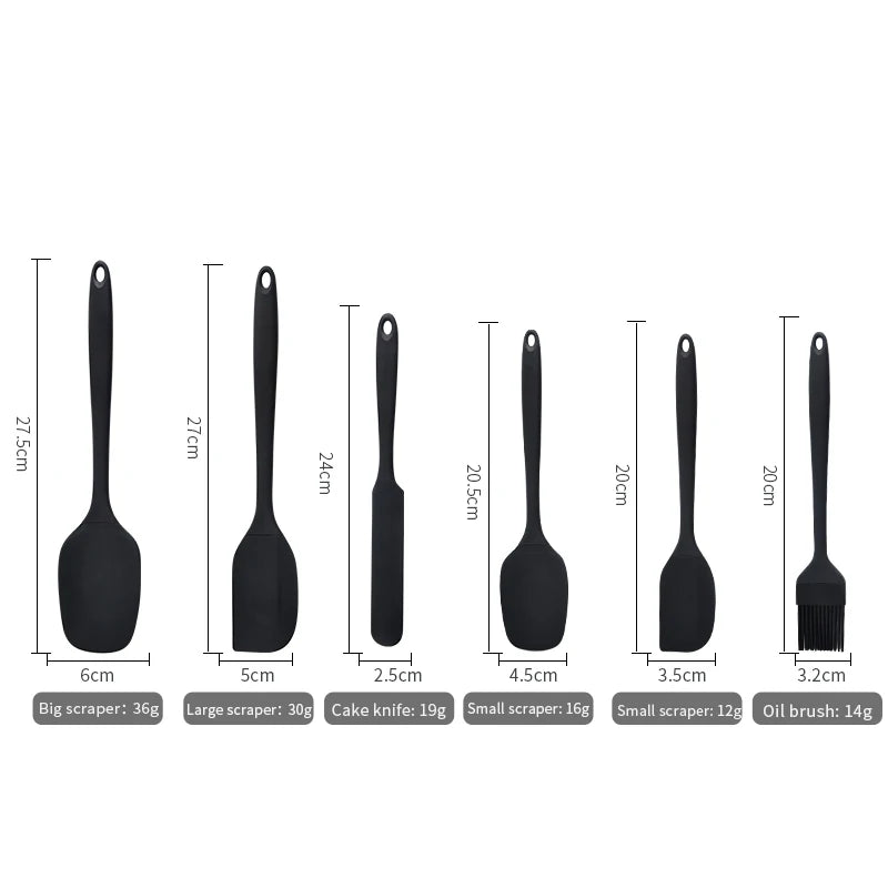 6-Piece Silicone Kitchen Utensil Set – Cream Scraper, Spatulas & Oil Brush Baking Tools Set