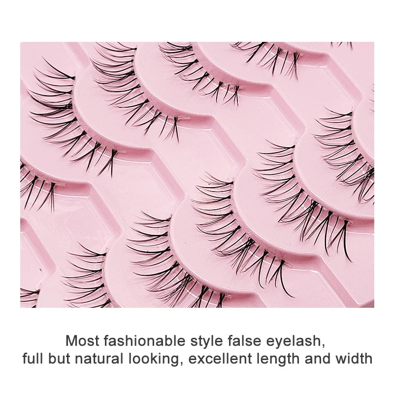 10 paires de cils naturels – Cils manga en bande complète, maquillage – Vente en gros, dropshipping, extensions de cils, faux cils style anime