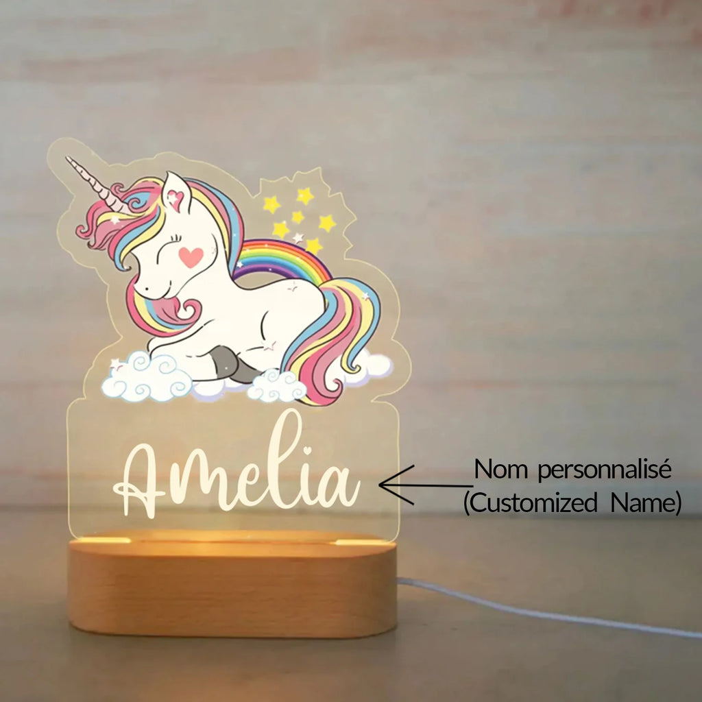 Personalized Animal Night Light with Custom Name – Acrylic LED Lamp for Kids' Bedrooms