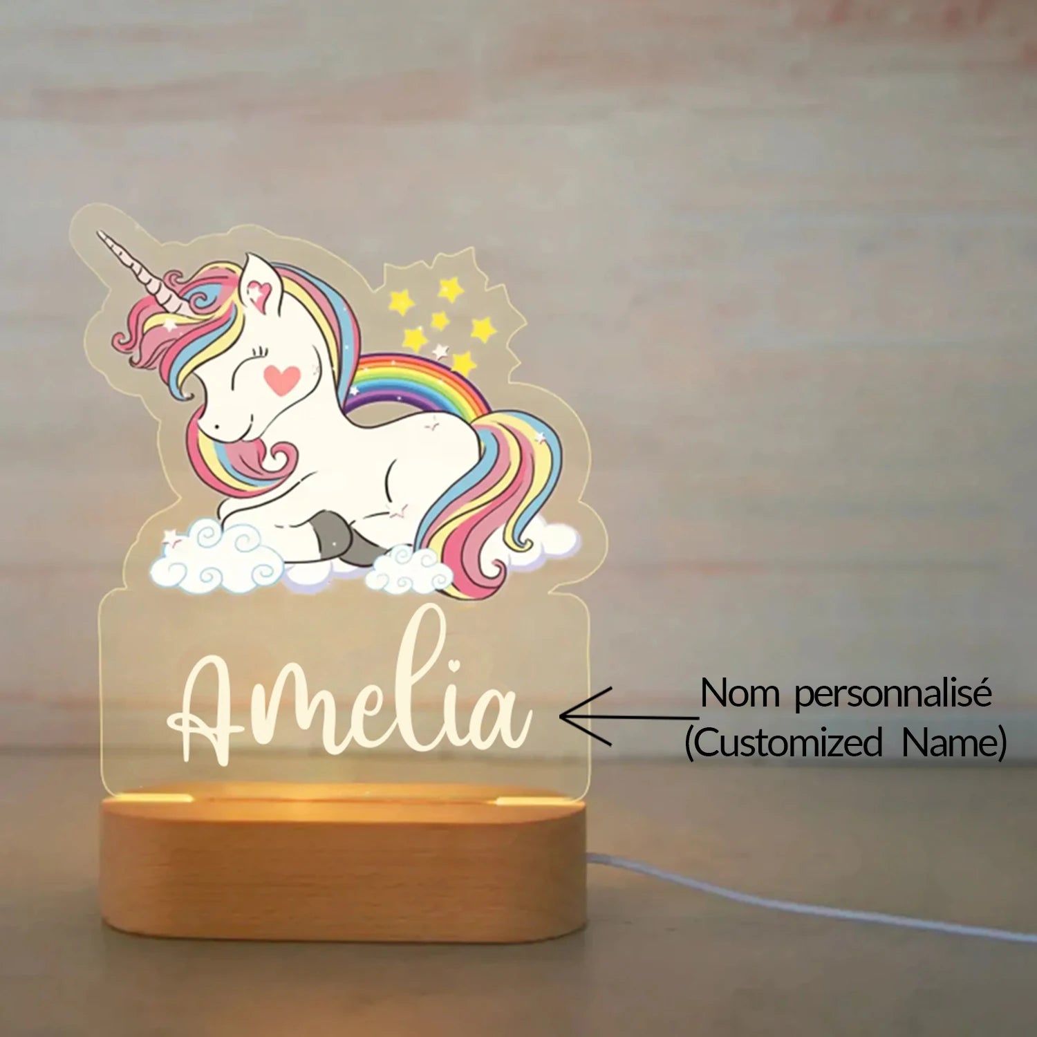Personalized Animal Night Light with Custom Name – Acrylic LED Lamp for Kids' Bedrooms