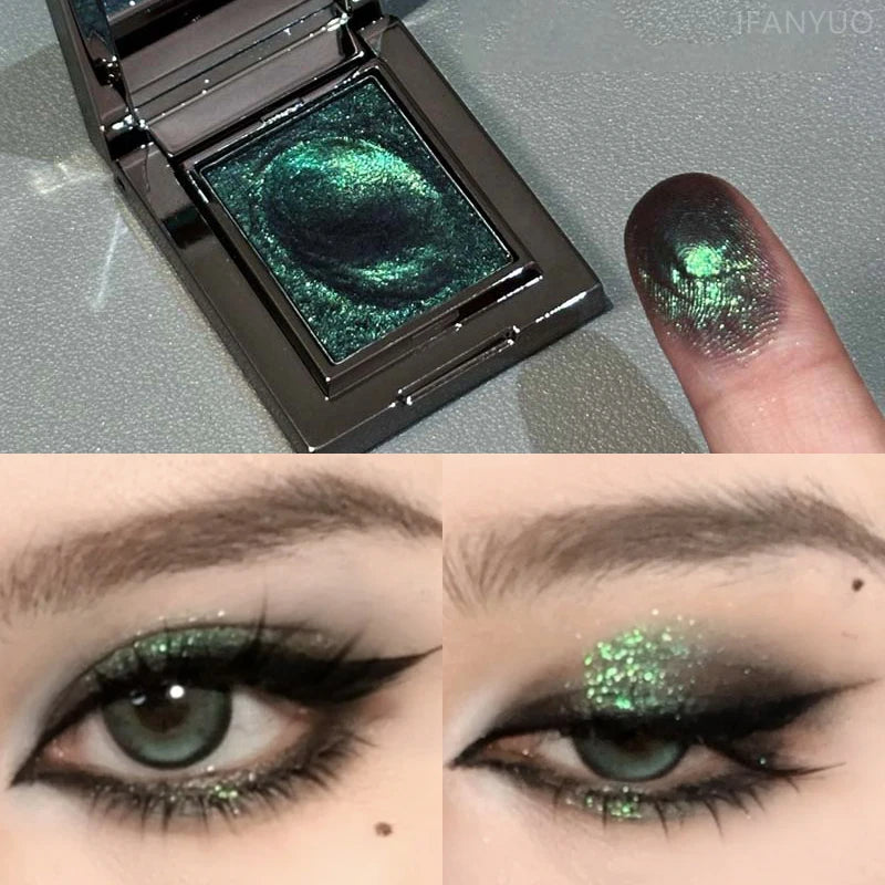 **« Palette fards à paupières caméléon vert foncé – Pailleté, facile à appliquer et illuminant »**