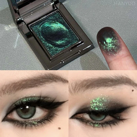 **« Palette fards à paupières caméléon vert foncé – Pailleté, facile à appliquer et illuminant »**