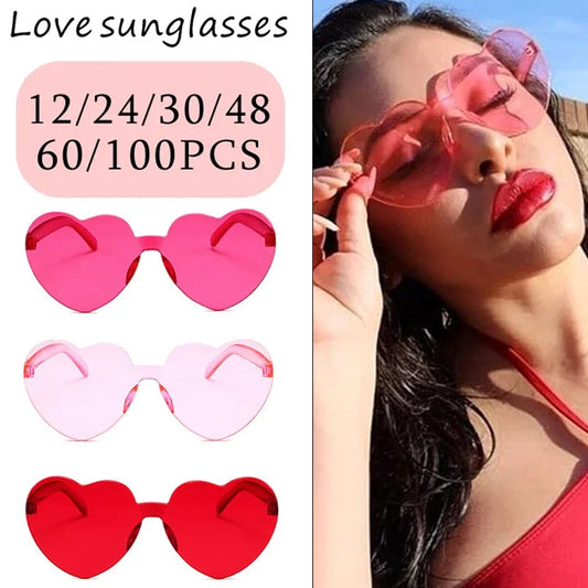 « Lunettes Femme Cœur – Lot 12-100 pcs, Multicolores »