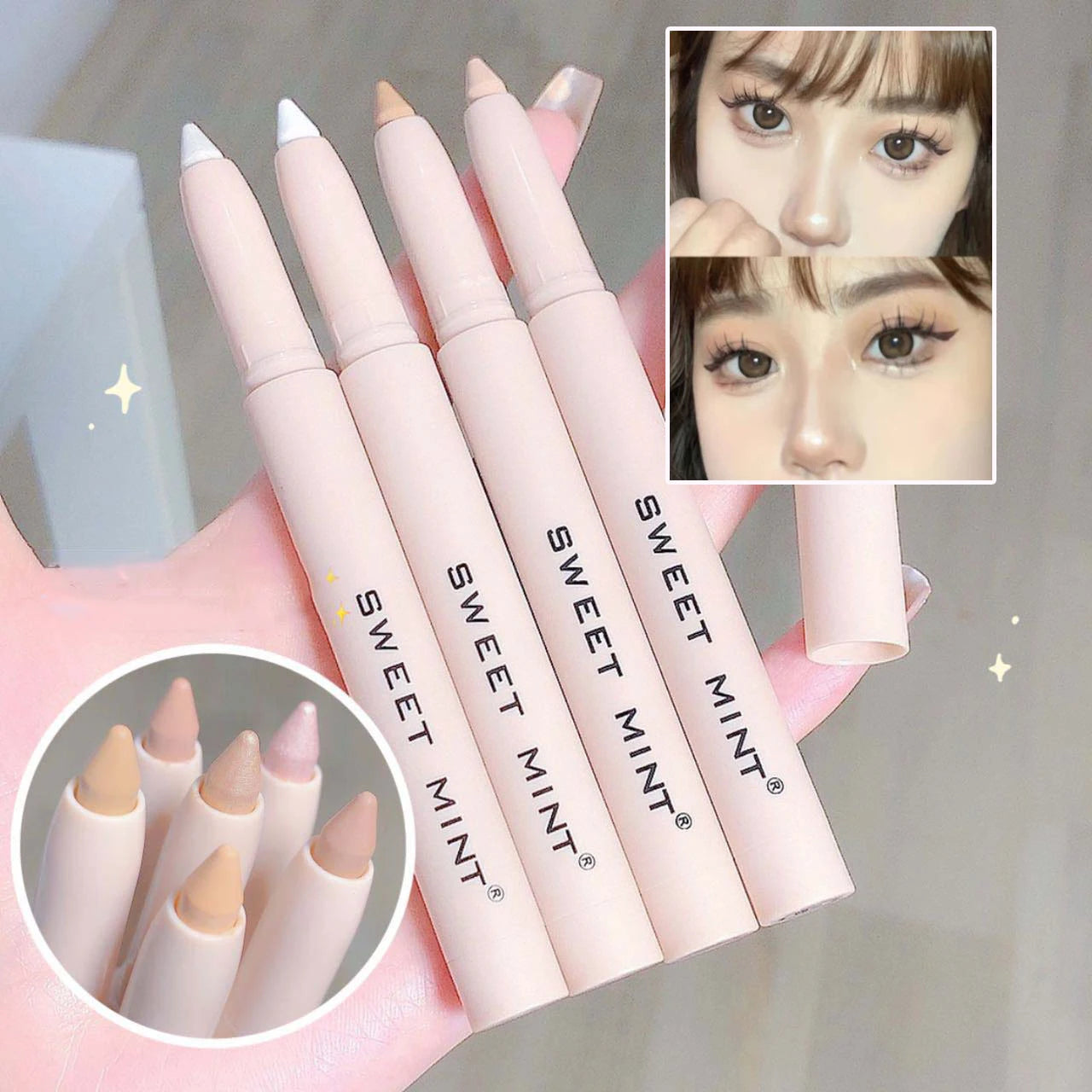 Crayon Eyeliner Blanc Pailleté – 15 Couleurs, Mat Marron, Rose, Effet Perlé, Maquillage des Yeux, Stylo Silkworm, Illumine le Regard
