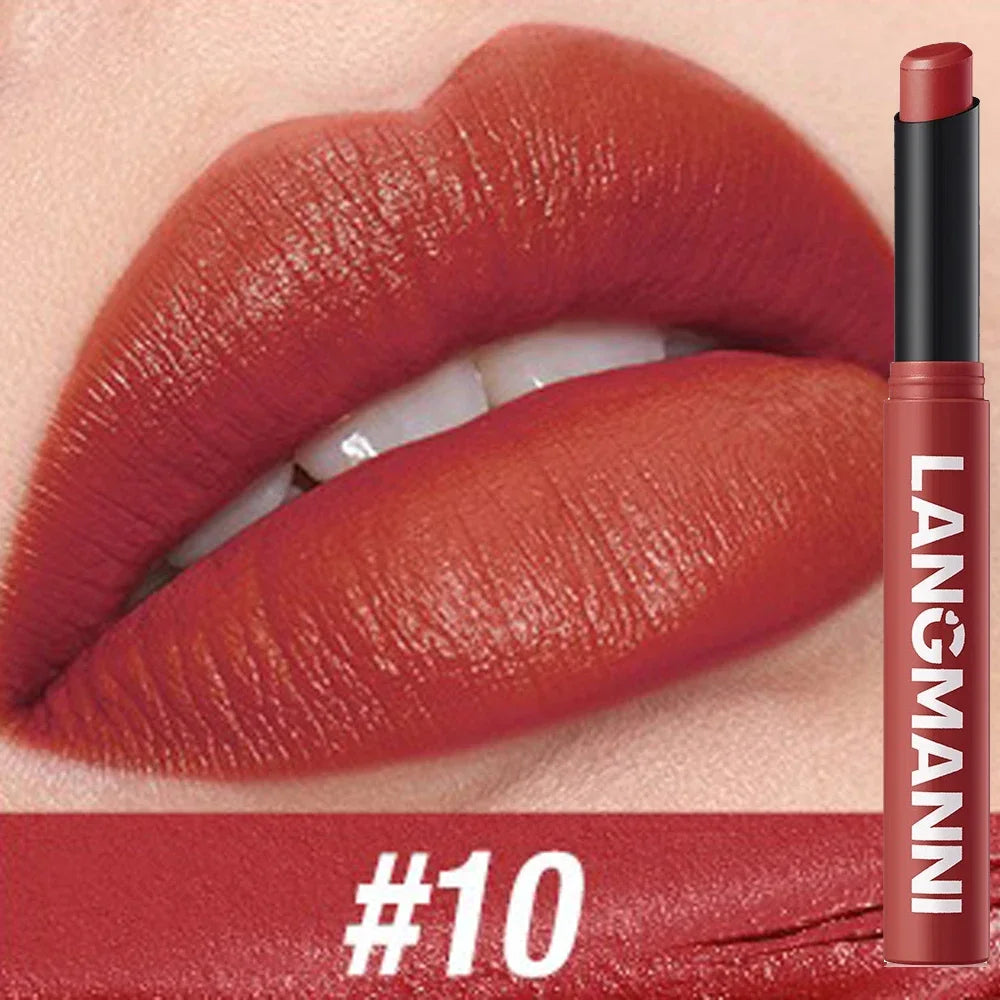 Crayons rouges à lèvres 12 couleurs – Finition mate et waterproof | Tenue longue durée, non collant | Teintes nude | Maquillage des lèvres précis et durable