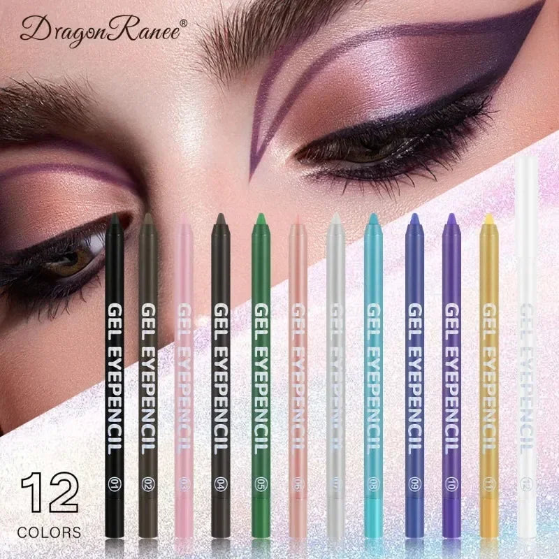 Crayon Gel Eyeliner Étanche – 12 pcs, Couleurs Mattes et UV Lumineuses, Set de Crayons Yeux, Outil de Maquillage