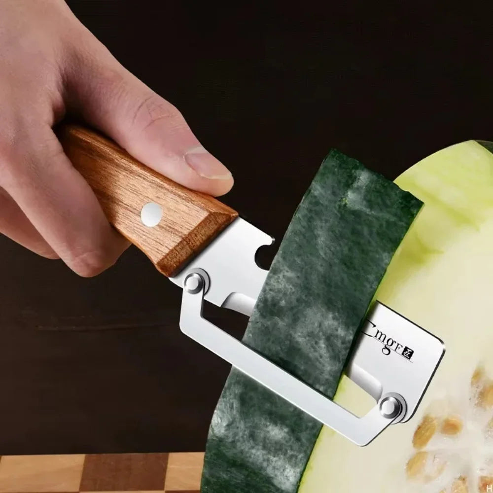Stainless Steel Peeler with Wooden Handle – Durable Fruit & Vegetable Peeling and Slicing Kitchen Tool