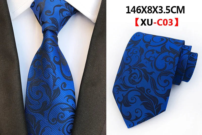 Cravate Homme en Soie 8 cm – Motif Floral Vert et Bleu, Jacquard, pour Costume, Mariage, Fête, Affaires, Cravate Formelle et Cadeau