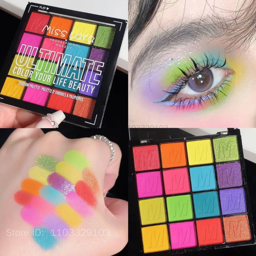 Palette fards à paupières  16 couleurs, été, longue tenue, waterproof, mats et nacrés, scintillant, maquillage yeux femmes