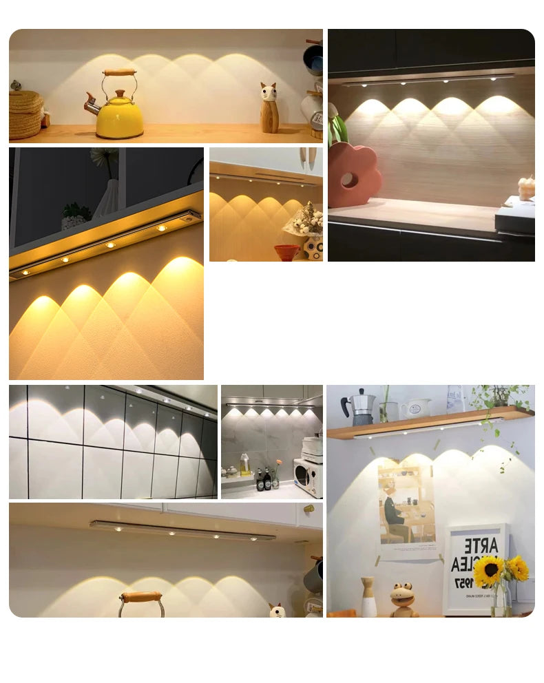 Wireless Motion Sensor LED Light – Ultra-Thin USB Rechargeable Night Light for Cabinets & Closets