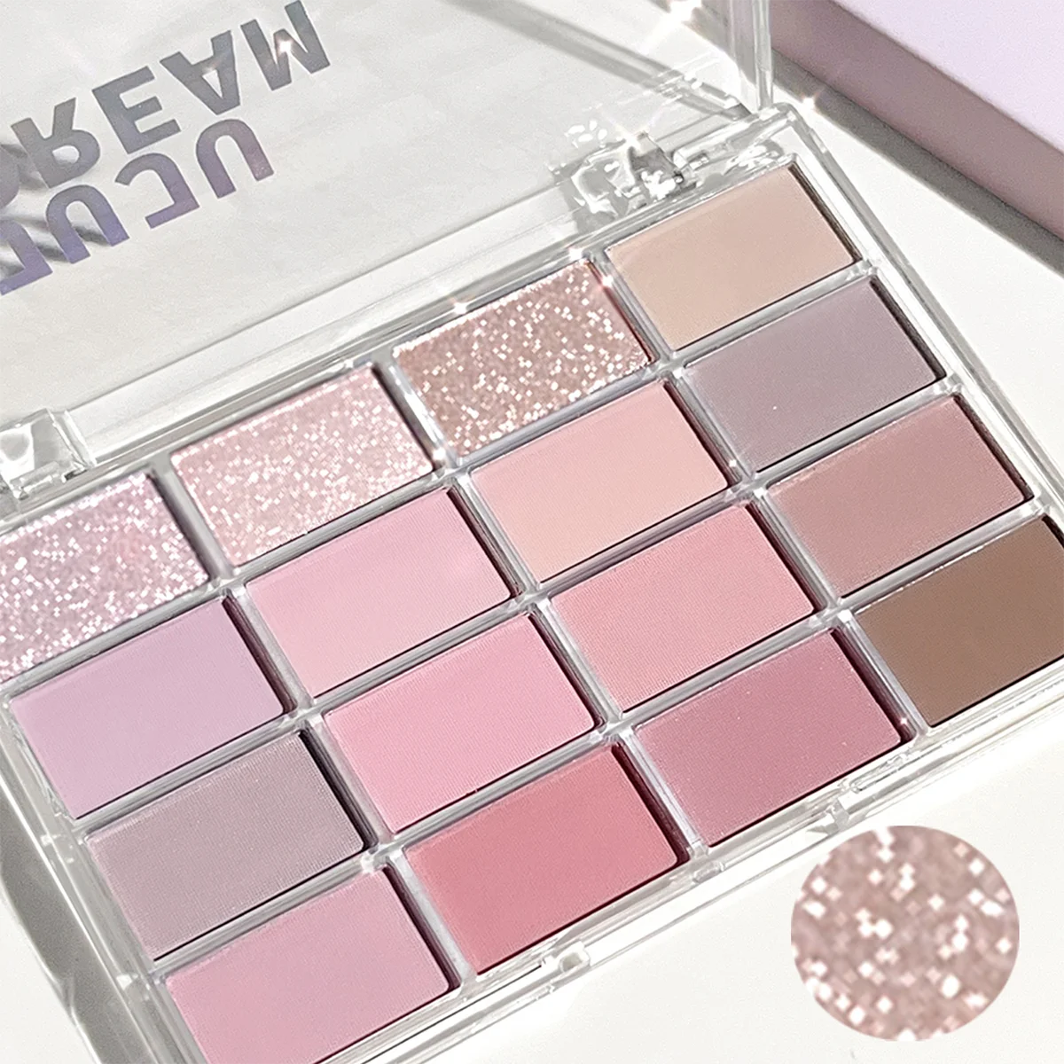 Palette fards à paupières 16 couleurs, mats et scintillants, tons nude terre, texture soyeuse et facile à estomper, style coréen naturel