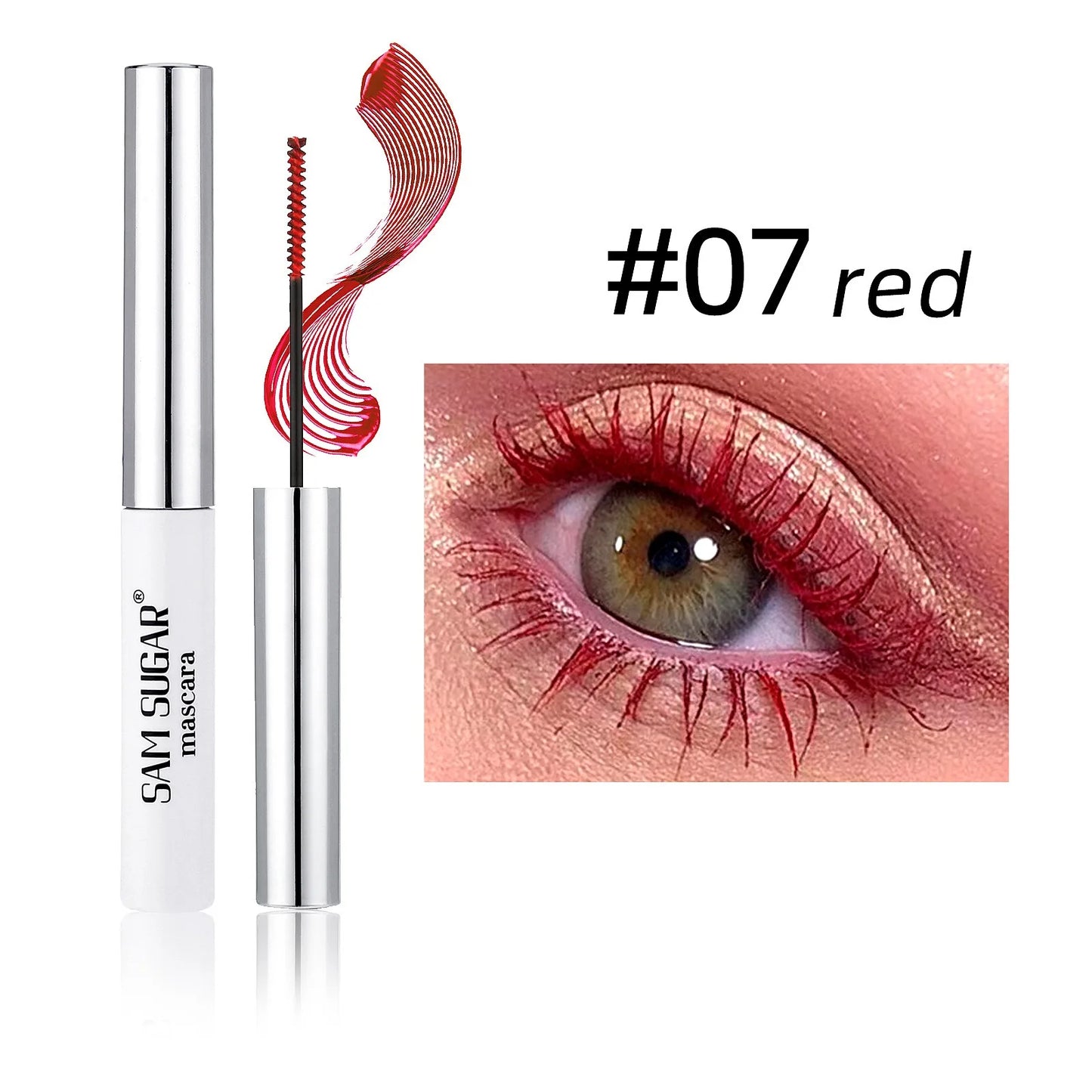 Mascara fibres de soie coloré brosse ultra-fine allongeant cils waterproof séchage rapide vert et rose