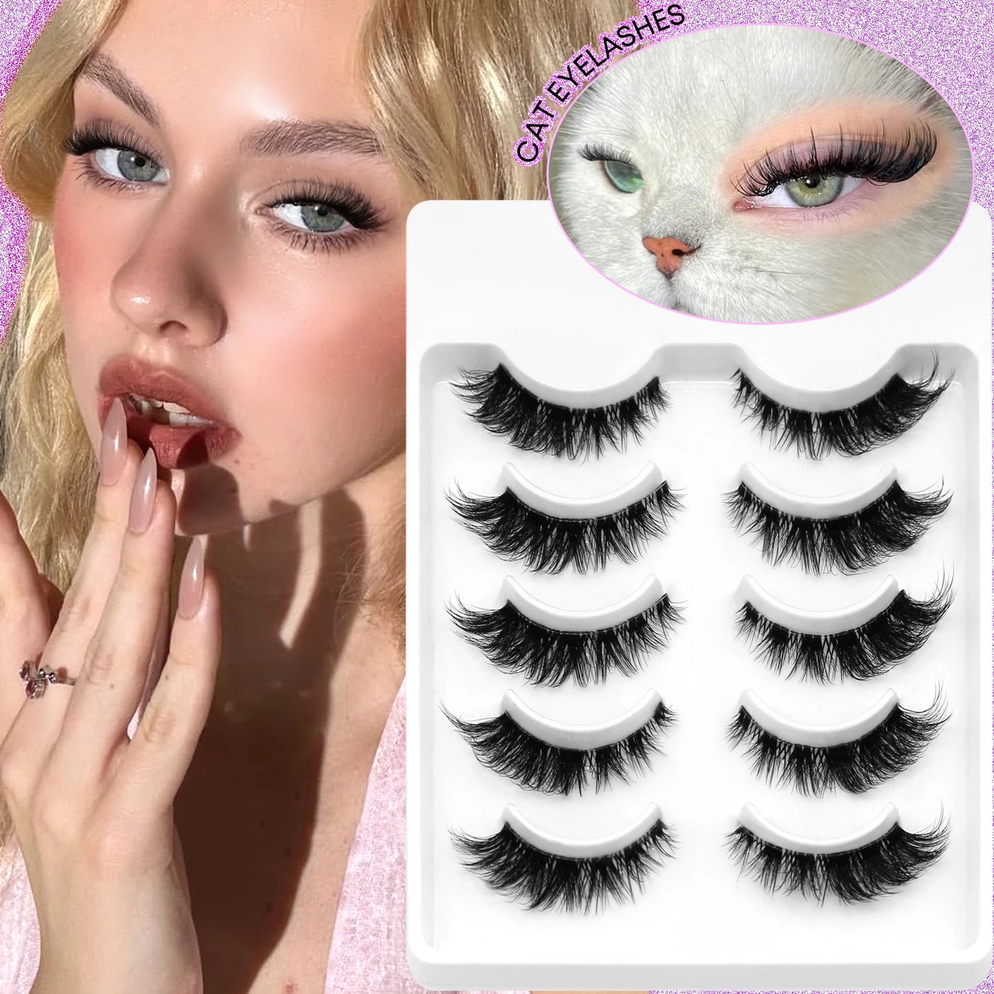 Cils Cat Eye 3D – Faux cils naturels, doux, en vison synthétique – Effet naturel, léger et effilé pour allonger le regard