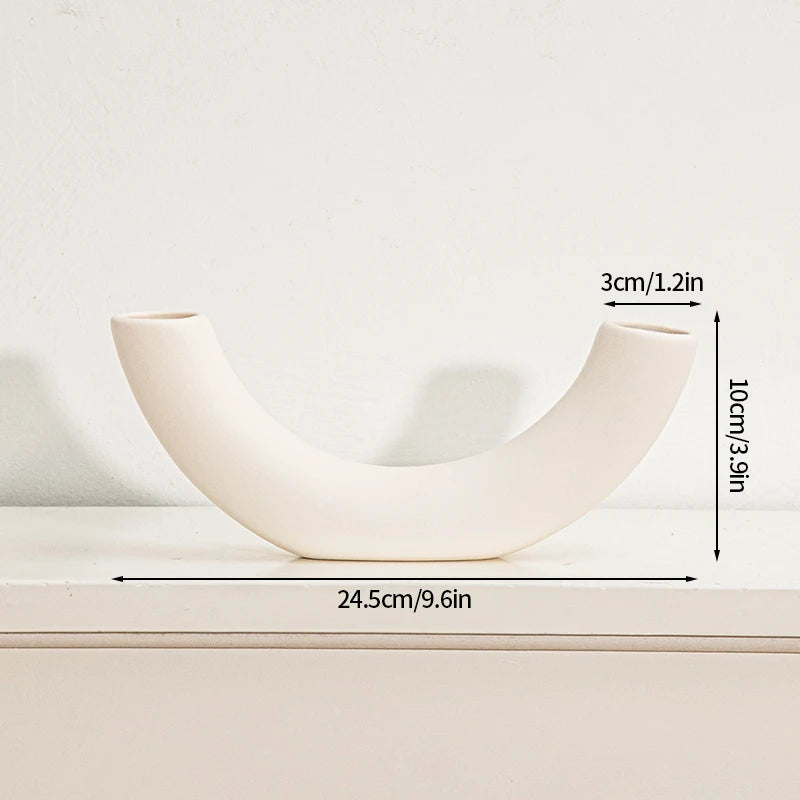 Modern White Decorative Vase – Minimalist Flower Vase for Home & Table Decor