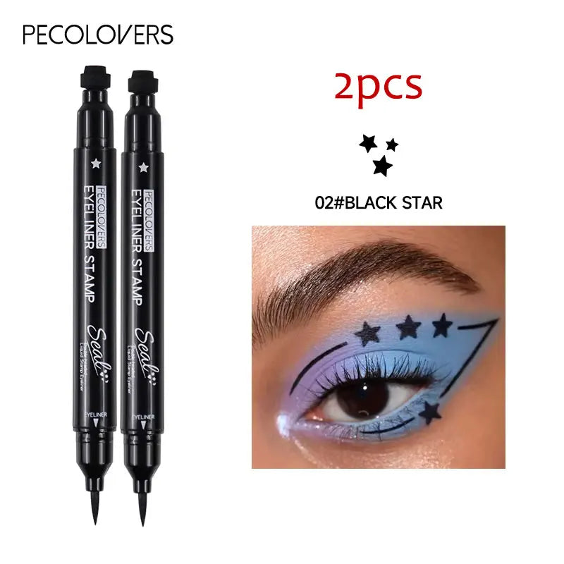 Eyeliner Liquide Étoile Noir – Crayon Yeux avec Tampon Lune 2 en 1, Étanche, Longue Tenue, Application Facile, Maquillage des Yeux