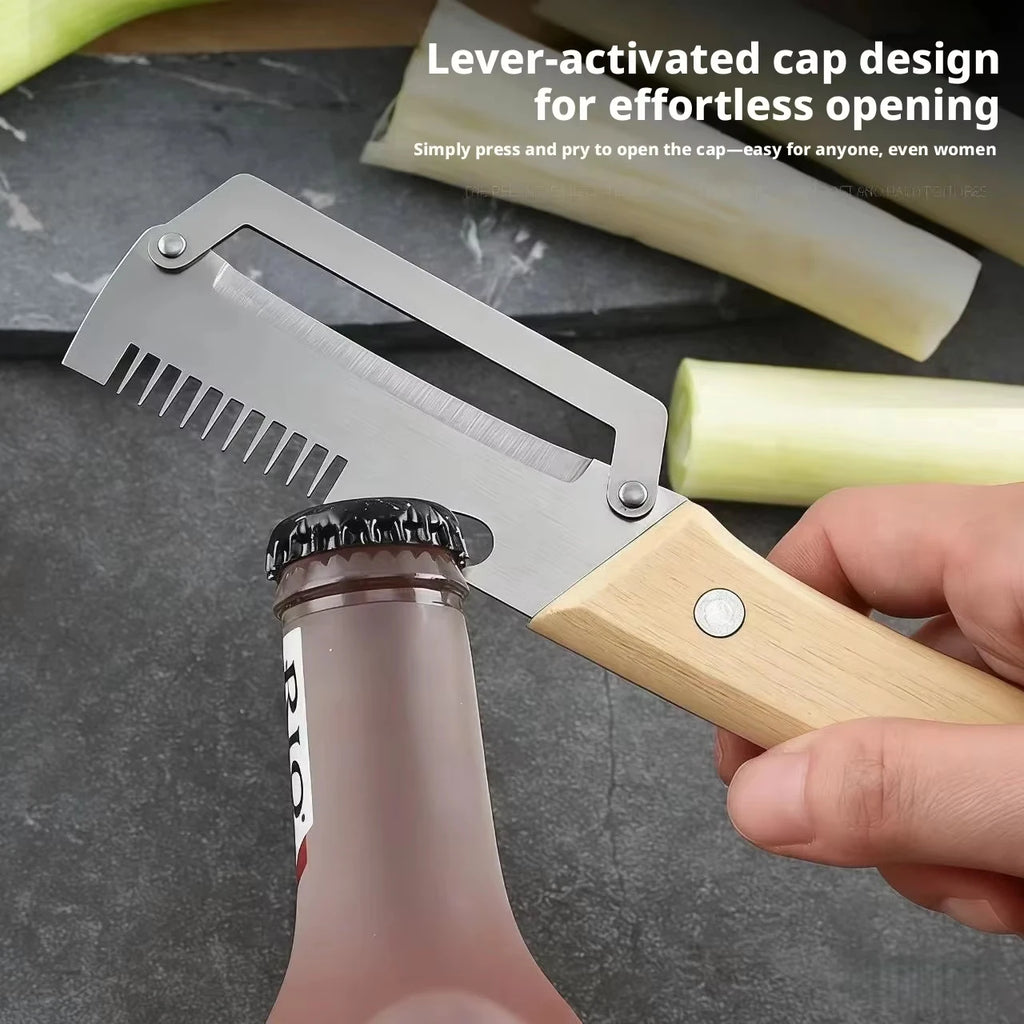Multifunction Stainless Steel Peeler with Wooden Handle – Durable Fruit & Vegetable Peeling and Slicing Tool