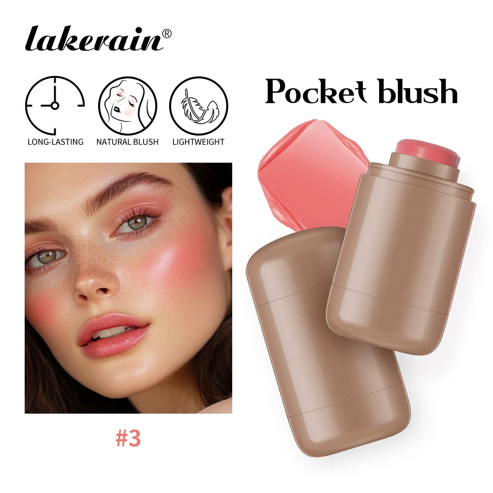 Blush stick 3 en 1 – Waterproof et anti-transpiration, texture crémeuse et soyeuse – Illumine le teint pour un maquillage naturel