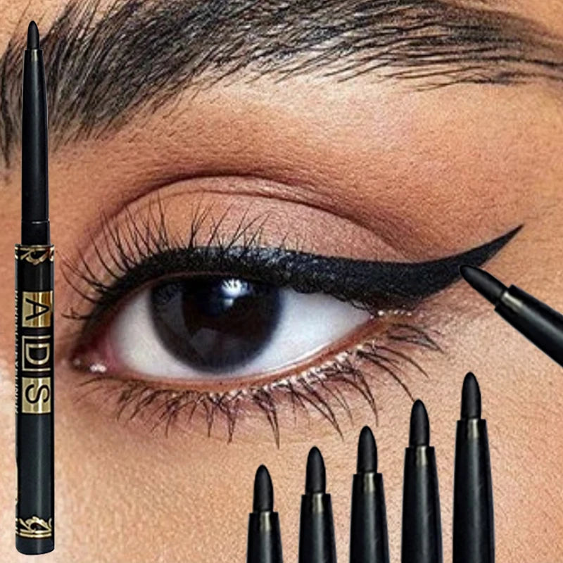 Crayons Eyeliner Noir Waterproof — disponible en 1/2/5/12 pcs, longue tenue, facile à appliquer, gel mat anti-bavures pour un maquillage des yeux intense