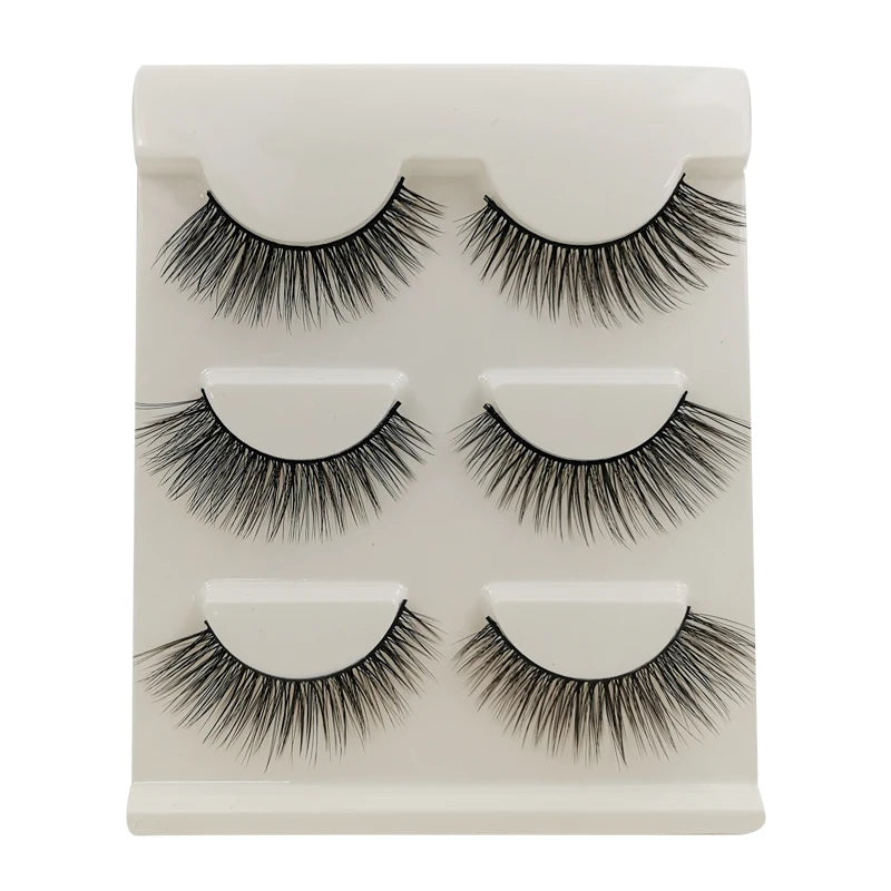3 à 7 paires de cils en vison synthétique – Faux cils faits main, naturels et nude, effet croisé et désordonné – Cils 3D bouclés pour maquillage