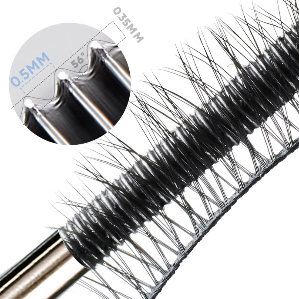 Mascara tube acier brosse spirale spéciale waterproof fibres de soie longue tenue recourbant cils durable