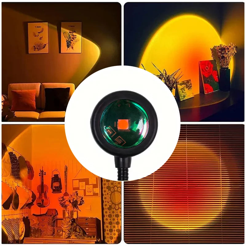 Sunset Projection Lamp – Rotatable USB LED Atmosphere Light for Bedroom & Living Room
