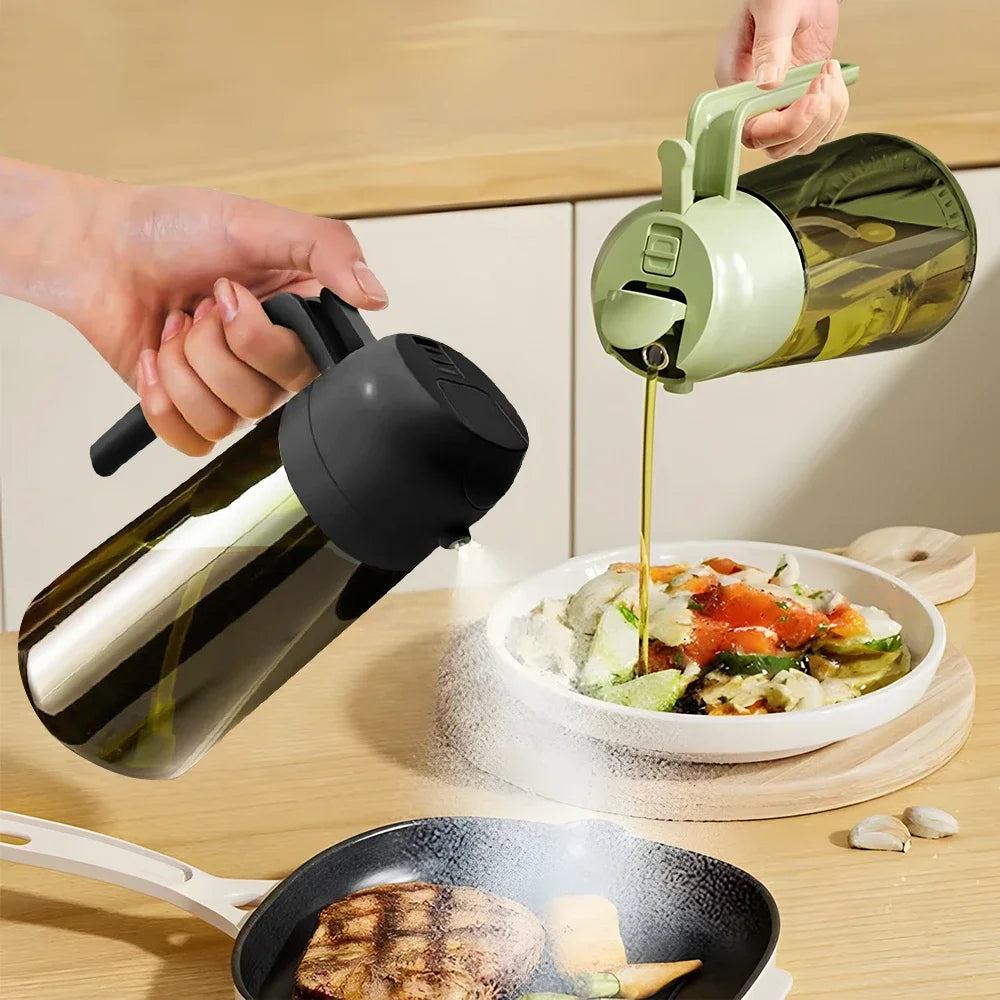 470ml Dark Green Glass Olive Oil Sprayer – 2-in-1 Oil Dispenser & Mister Bottle with Light-Blocking Design