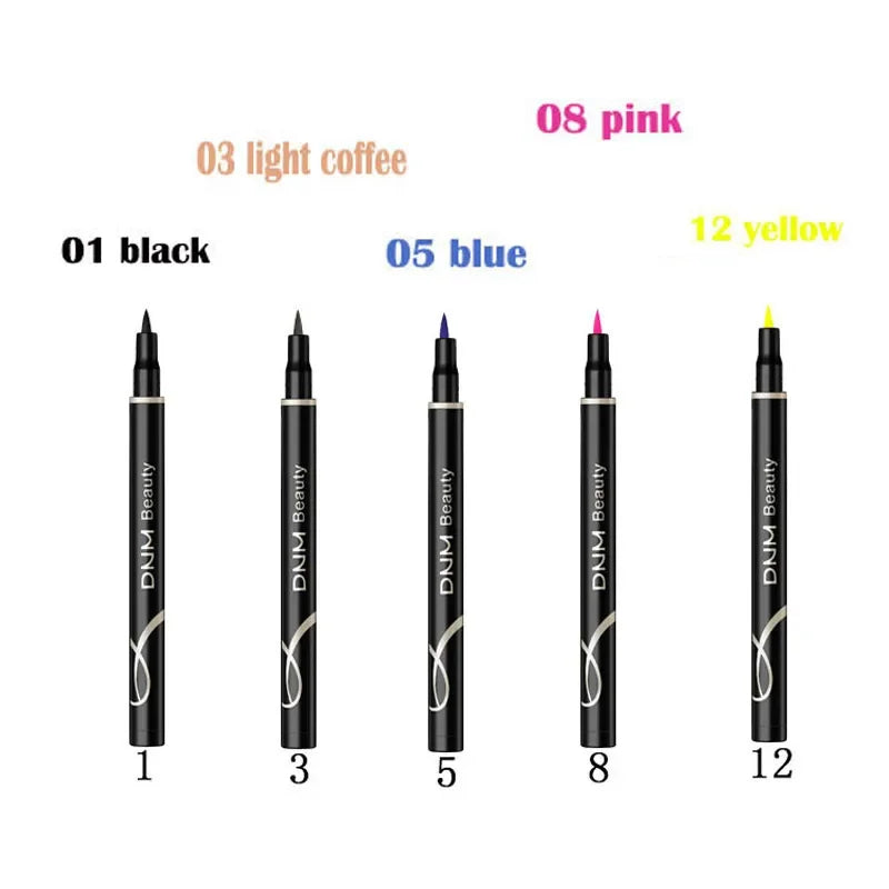 Set 12 Crayons Eyeliner Liquide – Waterproof, Facile à Appliquer, Mat, Couleurs Bleu, Rouge, Vert, Blanc, Or et Marron