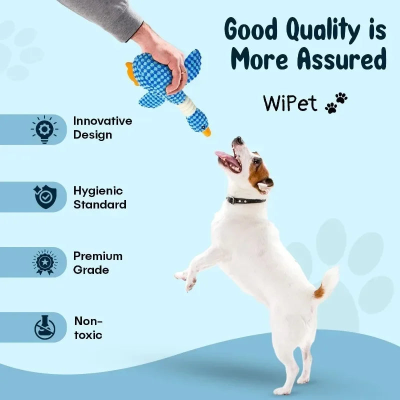 Blue Goose Plush Pet Toy – Squeaky Chew Toy for Dogs & Cats