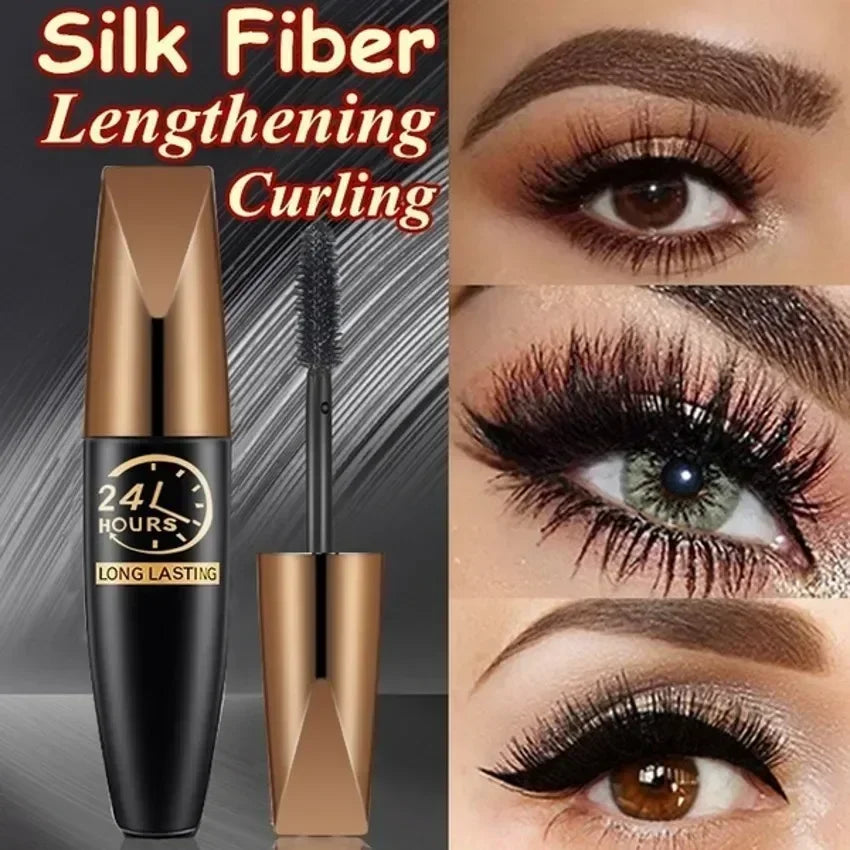 Mascara 5D waterproof fibres de soie noir extensions cils allongeant et volumisant maquillage femme longue tenue