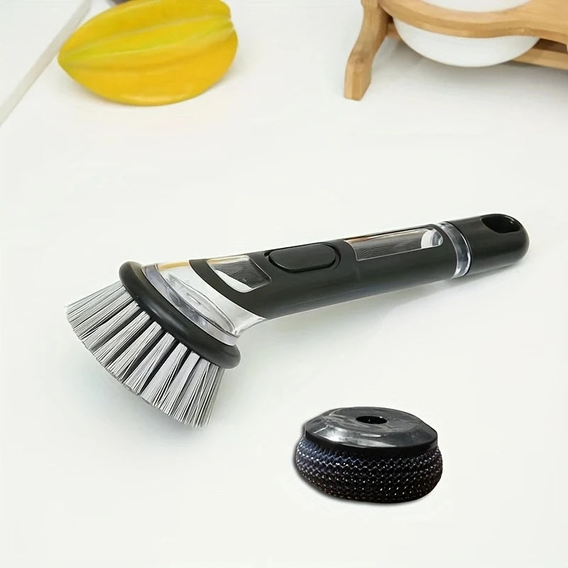 Dish Brush with Soap Dispenser – Long Handle Kitchen Scrub Brush
