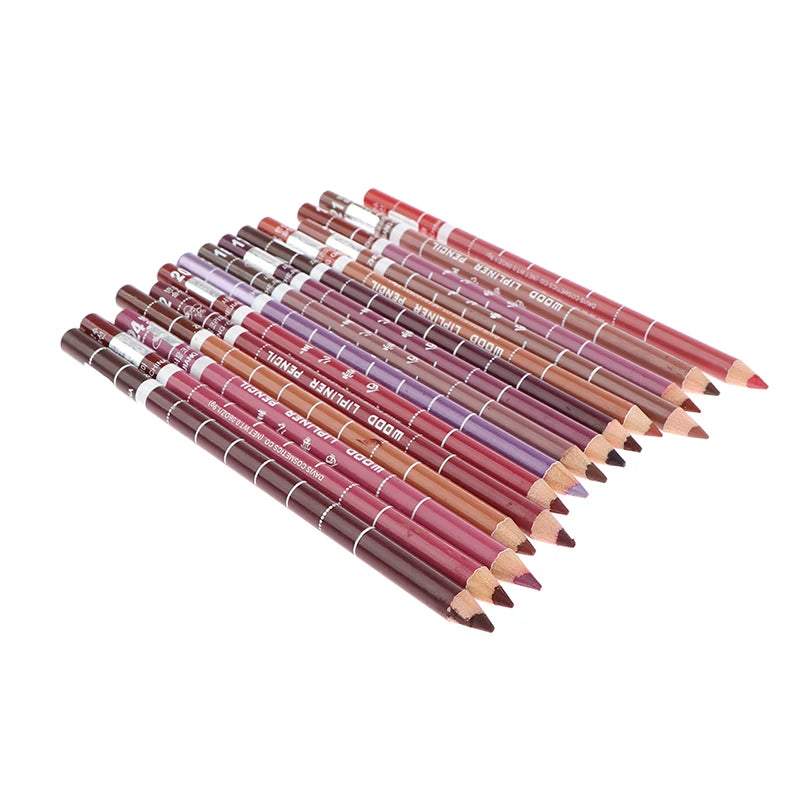 Crayon à Lèvres Professionnel en Bois – Waterproof, Doux, Longue Tenue, Maquillage pour Femmes, 28 Couleurs