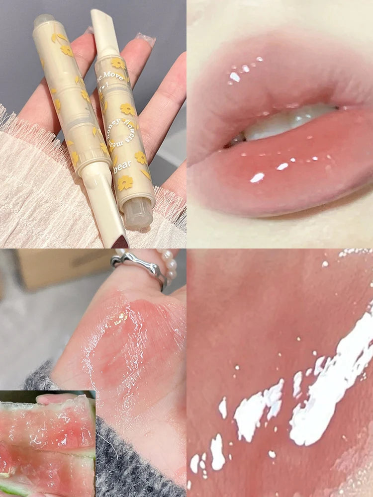 Rouge à lèvres – Teintes florales et “honey” | Hydratant avec finition miroir | Texture gelée brillante | Stylo rouge à lèvres pratique pour lèvres douces et lumineuses