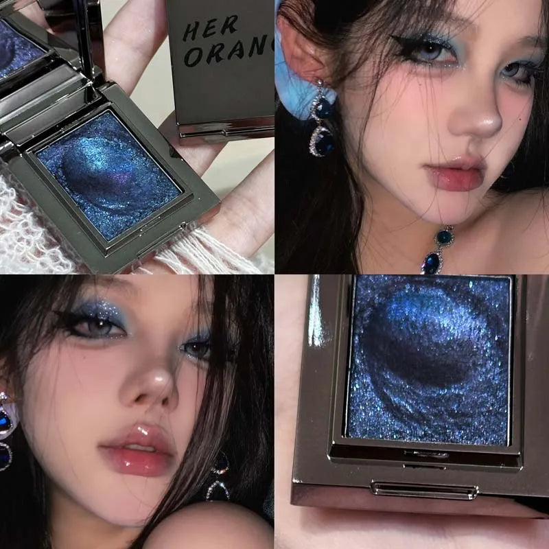 Fard à paupières crème pailleté métallique – Mousse scintillante, enlumineur, pigments pressés, violet glacé nacré