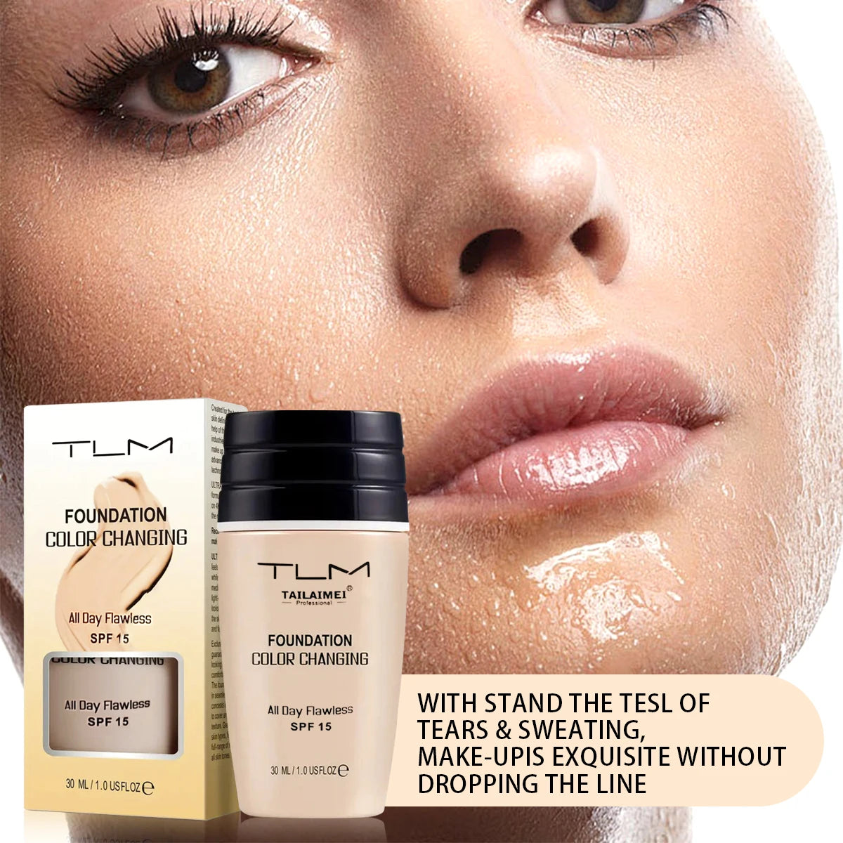 Fond de Teint Liquide Hydratant – Longue Tenue, Éclaircissant, Base de Maquillage Naturelle, 30 ml