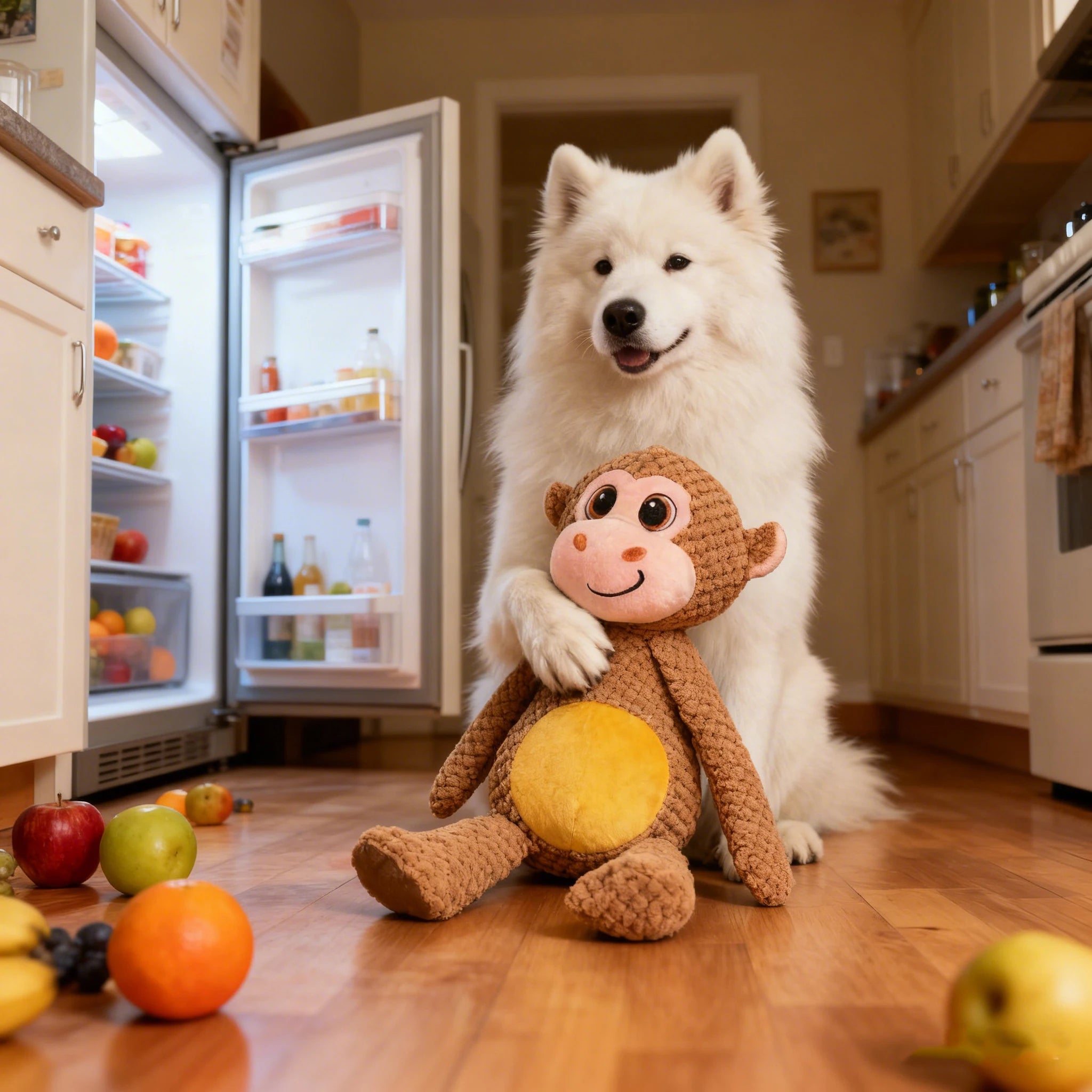 Durable Long-Legged Monkey Plush Dog Toy – Squeaky Interactive Chew Toy
