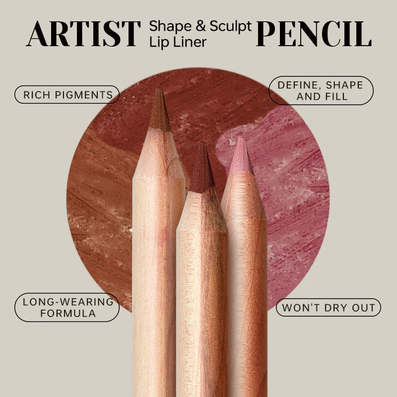 Set Cadeau 6 Crayons à Lèvres Mat Marron – Longue Tenue, Teintes Assorties, Contouring Lisse, Facile à Appliquer